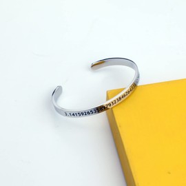 Pi Bracelet 3.14 Math Geek Jewelry Symbol Science Teacher Gift (Silver Cuff)