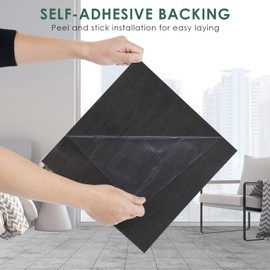 VallisCo 30-Pack Peel and Stick Vinyl Floor Tiles, 12"x12" Self-Adhesive Waterproof Peel and Stick Flooring Planks DIY for Bathroom, Kitchen, Living Room, Cover 30 Sq. Ft Dark Gray