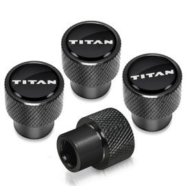 Metal Tire Valve Stem Cap Covers Titan Emblem Air Valve Cap Set Dust Proof Leak-Proof Air Cover Compatible with Nissan Titan Accessories (T)