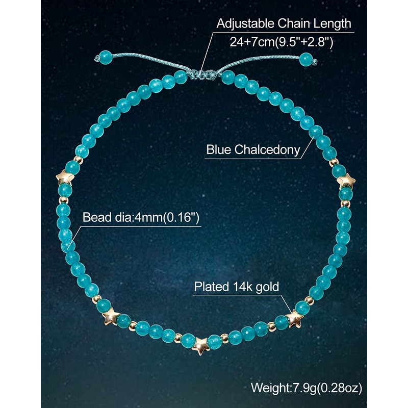 XHUUU Blue Chalcedony Beach Foot Anklet Bracelet For Women Jewelry