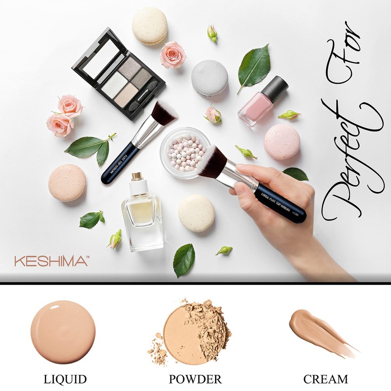 Keshima Flat Kabuki Foundation Brush Makeup Brush for Liquid, Cream
