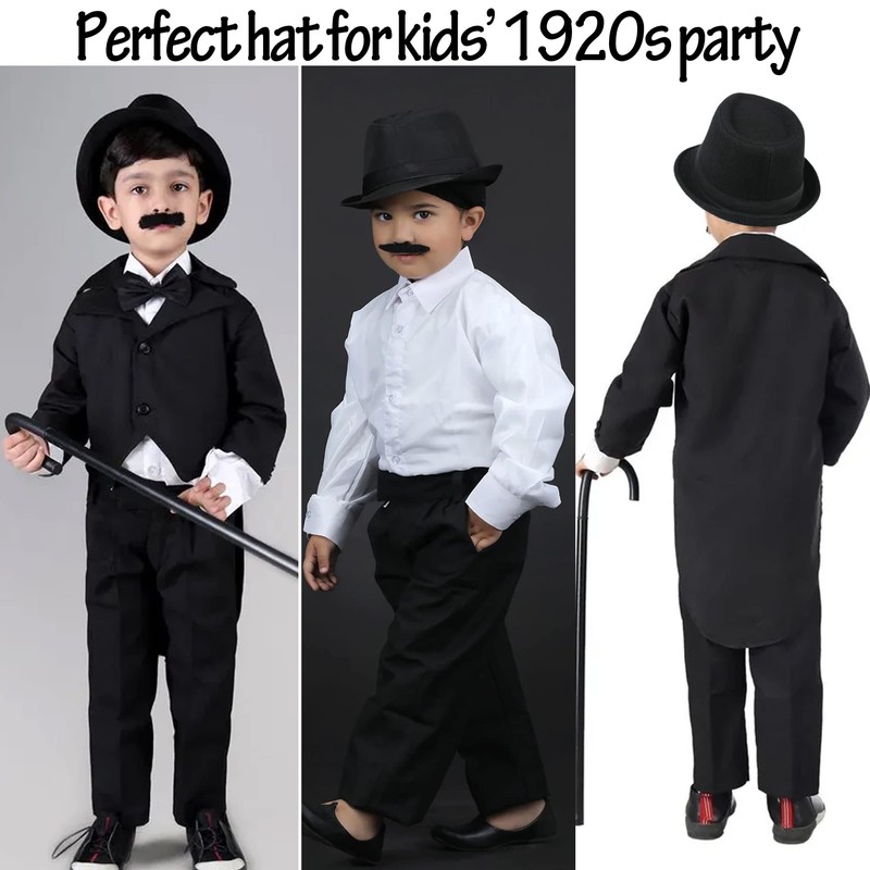 Vikodah Kids-Boys Classic Panama-Fedora-Hat Trilby Manhattan-Structured Jazz Wool Cap 3-6Yrs