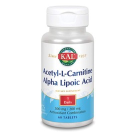 KAL Acetyl-l-Carnitine and Alpha Lipoic Acid Tablets, 500/200 mg, 60 Count