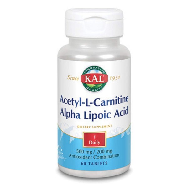 KAL Acetyl-l-Carnitine and Alpha Lipoic Acid Tablets, 500/200 mg, 60