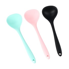3 Pcs Silicone Ladles Soup Spoons, BPA-free, Kitchen Cooking Utensils Serving Spoon for Soup, Gravy, Salad Dressing and Pancake Batter