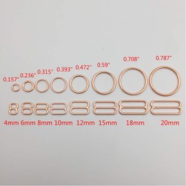 Rings and Sliders Premium Jewelry Quality Bra Making/Replacement Metal Supplies Garment DIY Accessories (Rose Gold,10mm)