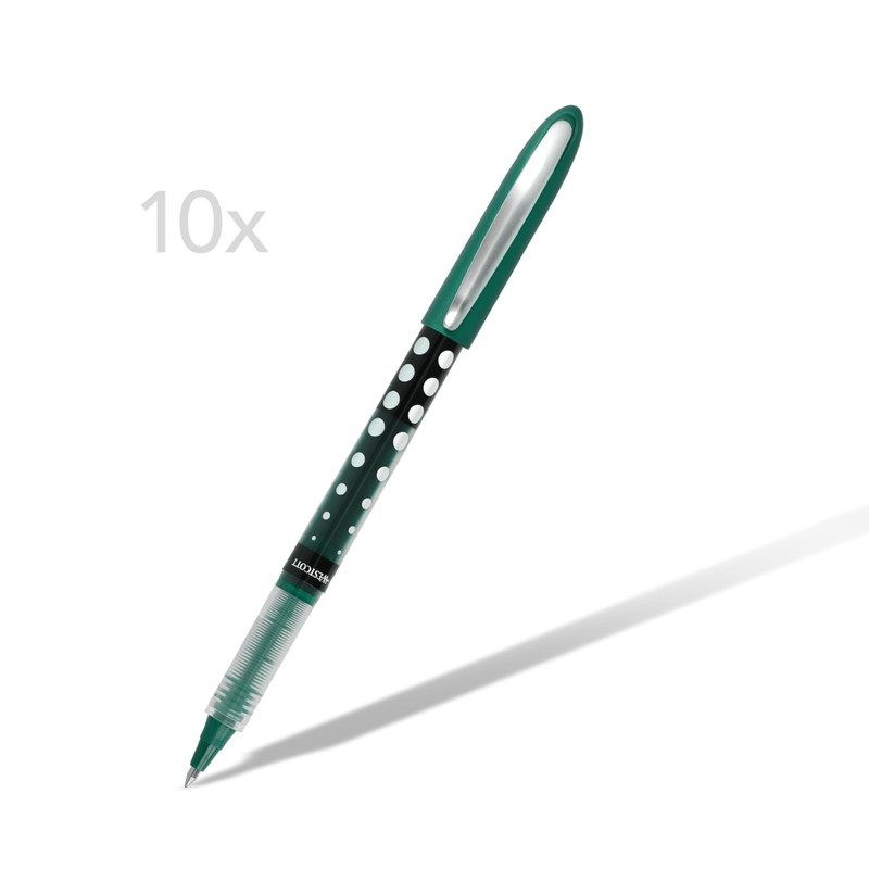 Westcott PULSAR Rollerball Pen Green Pack of 10 | Value