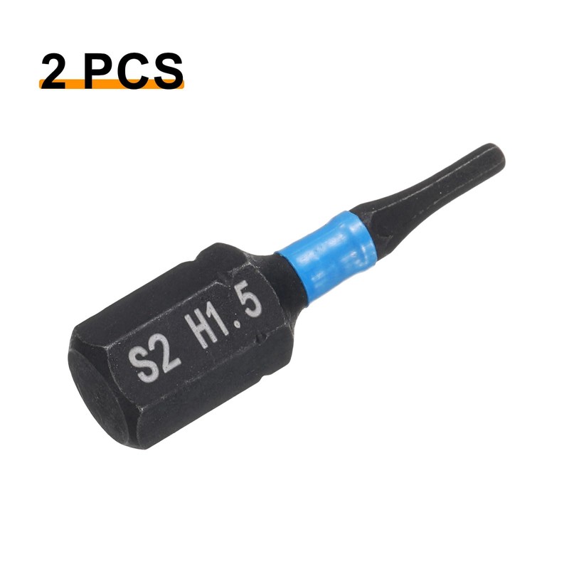 sourcing map 2pcs H1.5 Hex Screwdriver Bit 1/4" Hex Shank