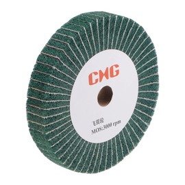 sourcing map 150mm x 25mm 240 Grit Non-Woven Polishing Burnishing Wheel Abrasive Cloth Nylon Wire Drawing Flap Wheel for Stainless Steel Metal Green