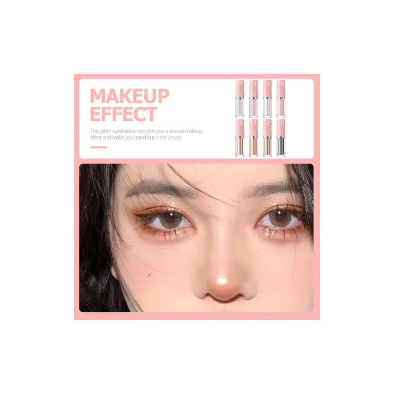 Sombra de Ojos Líquida Brillo 8 Piezas, Maquillaje Facial