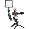 Somikon Videoleuchte: 4-teiliges Vlogging-Set mit LED-Leuchte, Mikrofon, Stativ & Halterung