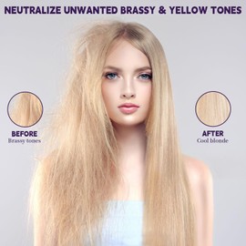 Purple Shampoo and Conditioner Set for Blonde, Silver, Brown, Bleached, Highlighted Hair, Color Treated Hair, Enhance Blonde Tones, Repair Damaged Hair, Adds Stronger Shine Hydration, 2 x 150ml