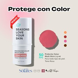 Seasons love your skin Kit facial Multi Stick con Color FPS 50 | Tono Rosa + Bronzer | Rubor, Labial y Sombra