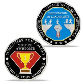 5Pcs Employee Award Appreciation Coins Gift Set Recognition Thank You Coin for Work Office Business Coworker - Dedication in Leadership