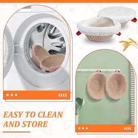 UKQRRTC 2 Pack Cotton Rope Proofing Baskets, Banneton Bread Basket with Liner and Cover for Homemade Sourdough Baking (Round+Oval)