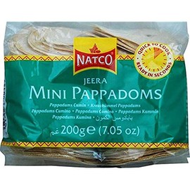 Natco Jeera (Cumin) Mini Pappadoms - 200g - (Pack of 3)