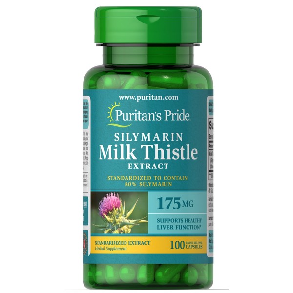 Puritan's Pride Milk Thistle Standardized 175 mg (Silymarin)-100 Capsules