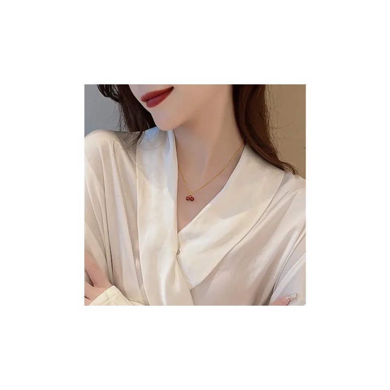 Collar Minimalista Mujer Cadena Delaga Dije Cereza Yan Xi