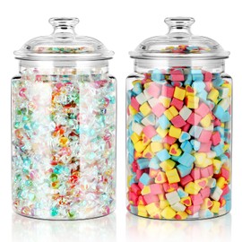 MOLIGOU Plastic Apothecary Jars with Airtight Lid, 120 oz Candy Jars for Candy Buffet, Kitchen Storage Jars, Set of 2