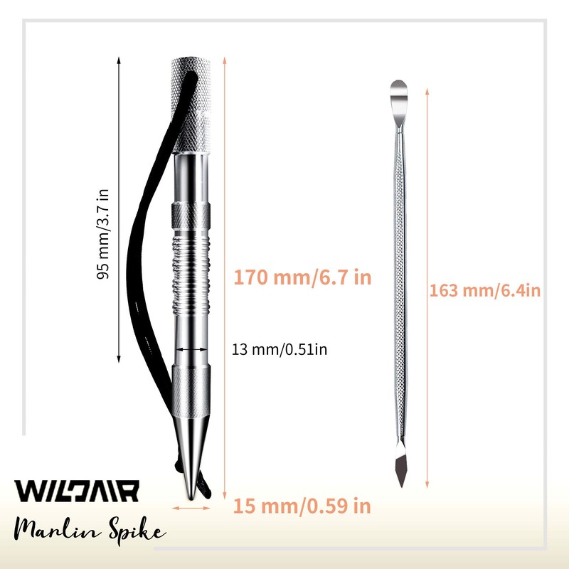WILDAIR Marlin Spike with 6 Lacing Needles/Fids for Paracord or