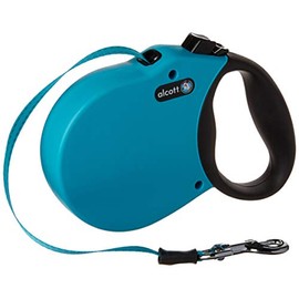 Alcott Adventure Retractable Reflective Belt Leash, 16' Long, Medium for Dogs Up to 65 lbs, Pink with Black Soft Grip Handle