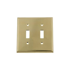 Nostalgic Warehouse 720059 New York Switch Plate with Double Toggle, Unlacquered Brass