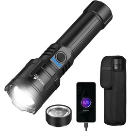 UltraFire 1500 Lumen Wiederaufladbare LED Taschenlampe mit Zündlinse, Zoomable 3 Modi Taktische Taschenlampe mit Holster, Zündobjektiv für Outdoor Camping Wandern Notfall Z10
