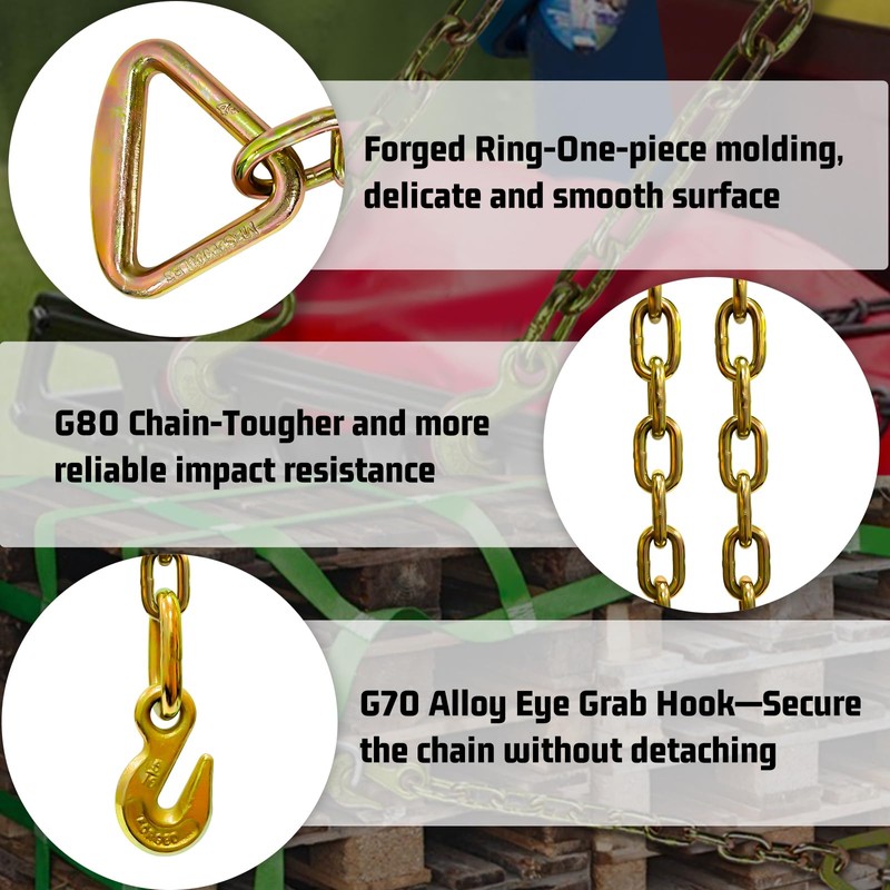 SENKEYFE Trailer Chain Extension | 5/16" Ratchet Tie Down Straps