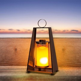 ANRUST Stainless Steel Decorative Lantern, 13.8" Tall Metal Hanging Lanterns, with Clear Glass Panels Metal Candle Lanterns, for Living Room, Tabletop, Indoor Outdoor Events Weddings (Without LED)