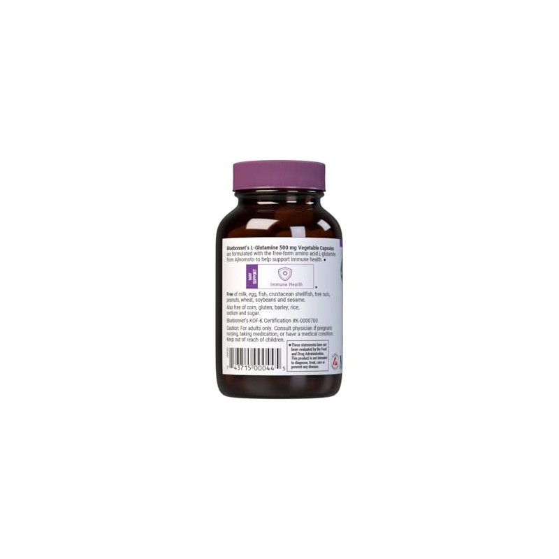 Bluebonnet L-Glutamine 500 mg Vitamin Capsules, 50 Count