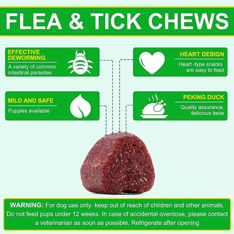 Immal Flea and Tick Natural Prevention for Dogs Chewable, Flea
