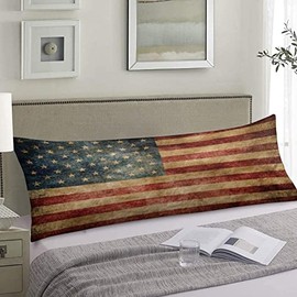 AIMSTONG American Flag Body Pillow Cover Vintage Retro USA Flag Patriotic Long Pillow Case Protector with Zipper Decorative Soft Large Pillow Cases Cushion Covers for Bedding,Couch,Sofa 20"x54"