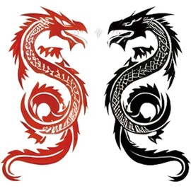 Dopetattoo 6 Sheets Realistic Tattoos Temporary Tattoos Fake Tattoos For Men Adults Black Red Tribal Dragon Animal Chinese Temporary Fake Tattoo For Women Neck Arm Chest For Woman