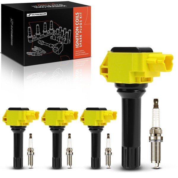 A-Premium (Yellow) Set of 8 Ignition Coil Pack and Iridium