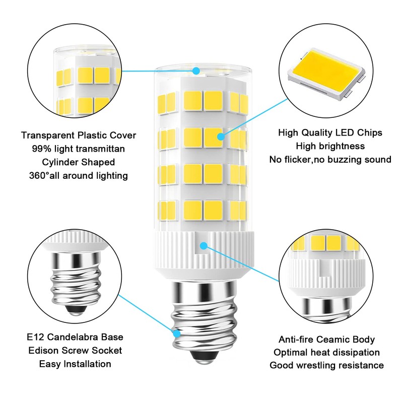 E12 LED Bulb 5W Equivalent to 40W C7 Replacement Bulbs