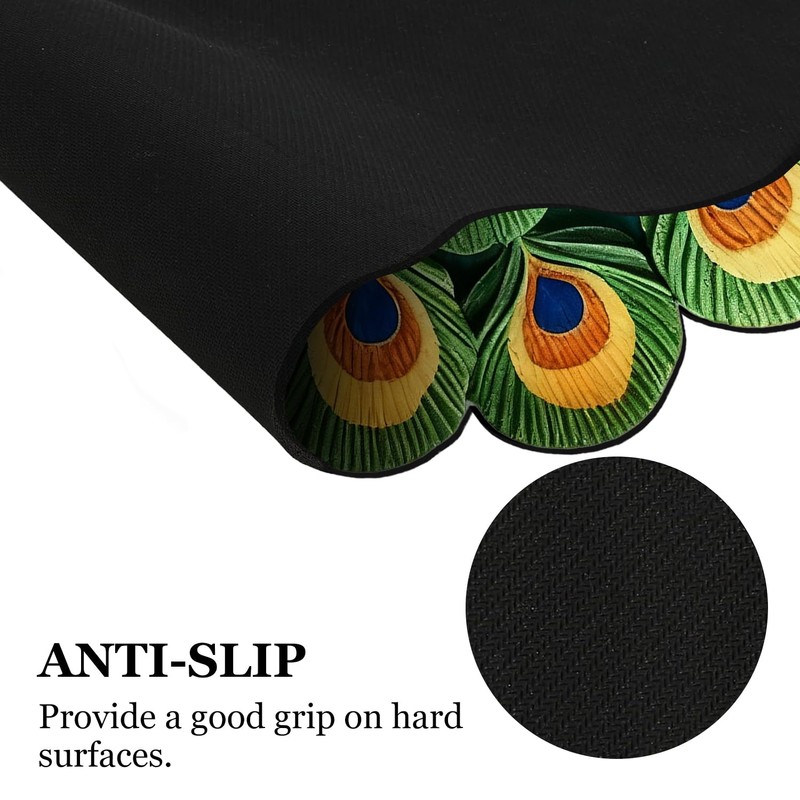 Peacock Animals Bath Mat Blue and Green Bathroom Rugs Funny