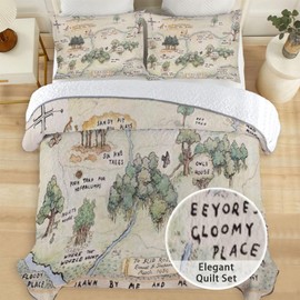 Allenjoy Twin Size Honey-Loving Bear Quilt Bedspreads Children's Literature Bed Set Bedding Coverlet Fabric Washable with 1 Pillow Sham SC00076-007