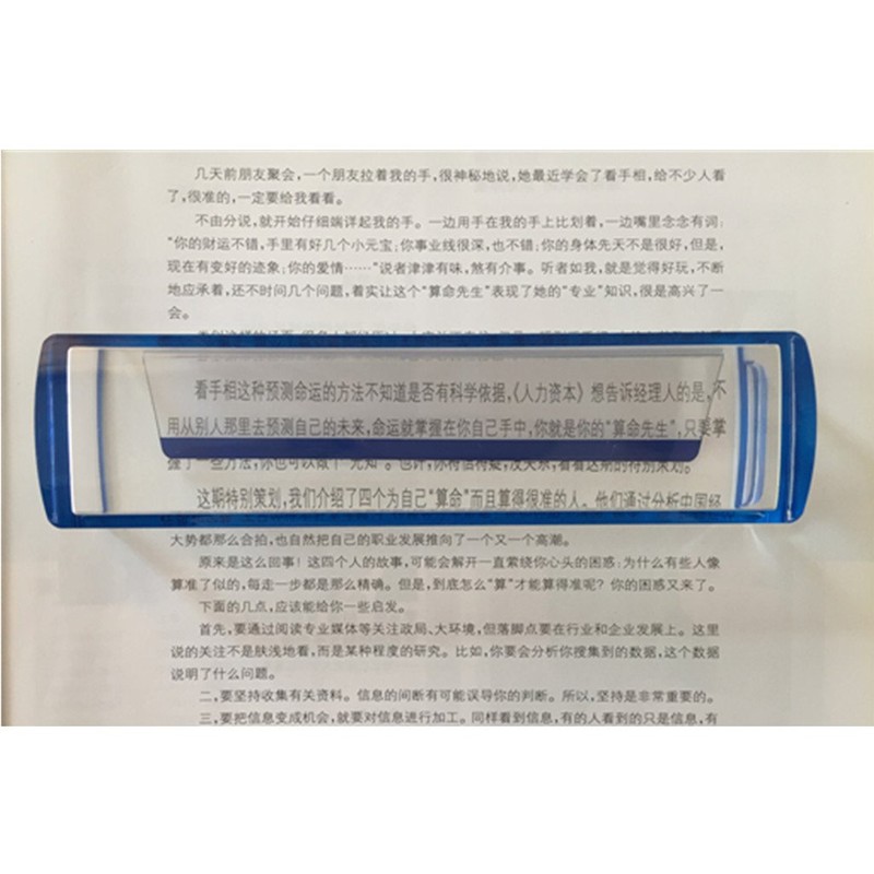 6 inch 5X Blue Raised Domed Bar Magnifier with Reading