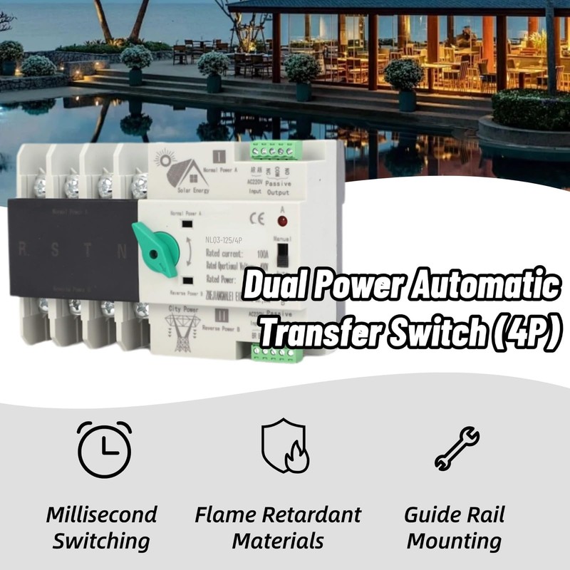 Power Automatic Transfer Switch ATS 4P 110V 63A Generator Changeover