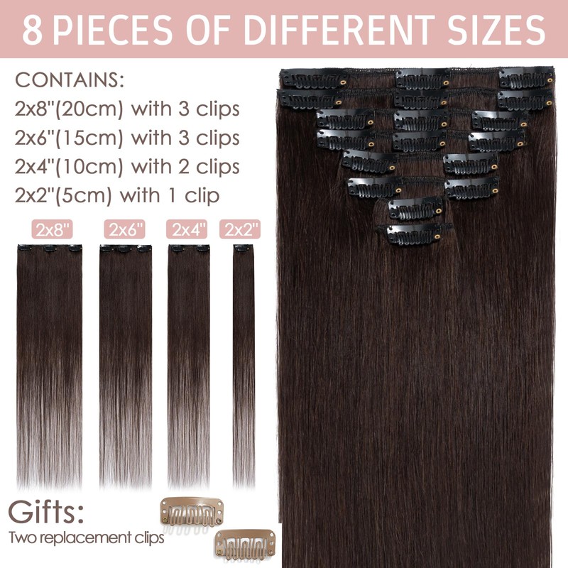 Silk-co 8 PCS Hair Extensions Clip in Hair Extension #02