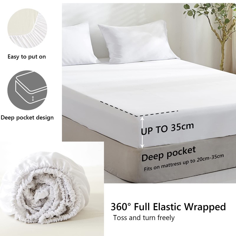 Simple&Opulence 100% Bamboo Viscose Fitted Sheet, Cooling and Luxurious Silky