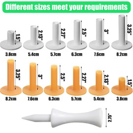 Skylety 24 Pcs 6 Size Rubber Golf Tees for Mats Plastic Golf Tee Holder in 2 Colors Rubber Holders for Simulator and Driving Range Indoor Outdoor Practice Accessories 1.5 2.13 2.27 2.5 3 3.25 Inch