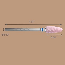 BITNBITH Ceramic Nail Drill Bit 3/32”Professional Safety Acrylic Nail File Drill Bit for Cuticle Dead Skin Remover, Cone Flame Drill Bit for Nail Gel Polishing, Manicure Pedicure Pink,Medium