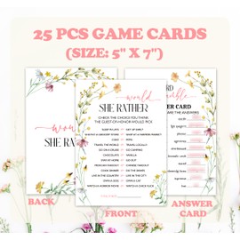 Bridal Shower Games, Wildflower Wedding Shower Game Cards, Bachelorette Party Games For Bride Groom Newlyweds Couples, Engagement Wedding Party Decorations Supplies, 25 Cards With 1 Answer Card，b10
