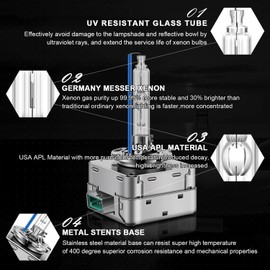 WinPower D3S HID Headlight Bulb, 8000K Bright Blue 35W Metal Stents Base High Low Beam Xenon Replacement Lights, Pack of 2