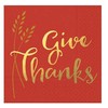 Design Design Gold Foil Give Thanks Orange Beverage Napkins