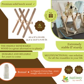 Wooden Dish Drying Rack; Wood Drying Rack for Dishes- Collapsable Dish Drying Rack Wood; Wood Dish Drainer for Kitchen Counter; Wood Dish Holder Rack for Baby Bottles, Glasses, Cups, Bags, Wraps