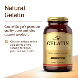 SOLGAR Solgar Gelatin 1680 mg, 250 Capsules - Natural Gelatin - Supports Bone, Joint & Skin Health - Gluten Free, Dairy Free - 83 Servings, Unflavored, Standard Packaging