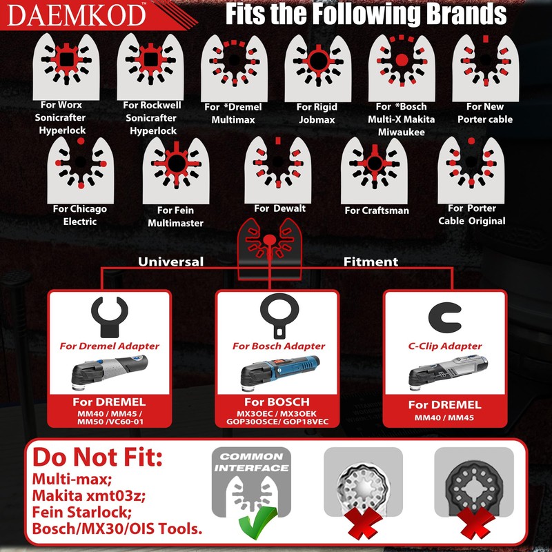 DAEMKOD 30 Pack Titanium Oscillating Tool Blades Metal Cutting, Professional
