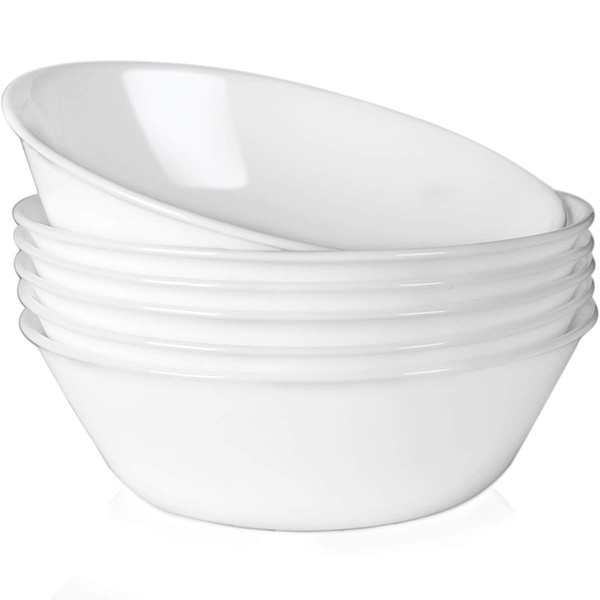 DELLING 1.3 Qt / 43 Oz Serving Bowls Set for Pasta, Salad and More - 6 Pack White Dishes